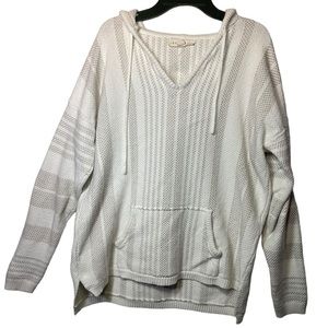 Lovestitch Women’s White Tan Knit Jumper With Hood M NWOT